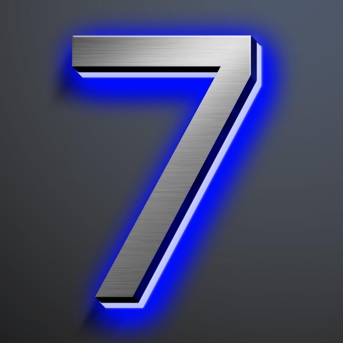 Illuminated Address Number 20 Inch, Backlit Illuminated LED House Number Enhanced Visibility, Modern Stainless Steel Lighted Address Signs, Brushed Silver, Blue Light,7