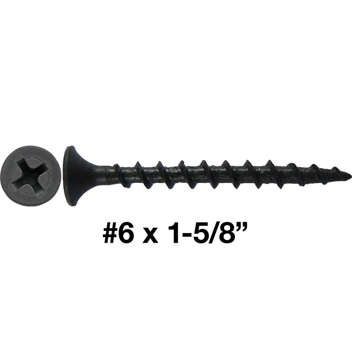 #6 x 1-5/8' COARSE Thread Gray Phosphate Drywall Screws, Drywall, Gypsum Board, Sheet Rock, Plasterboard Screws. CASE Qty 42 Boxes - 7,434 Screws