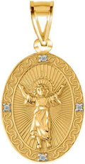 10k Yellow Gold Diamond Divine Child Divino Ni o Jes s Oval Medal Pendant