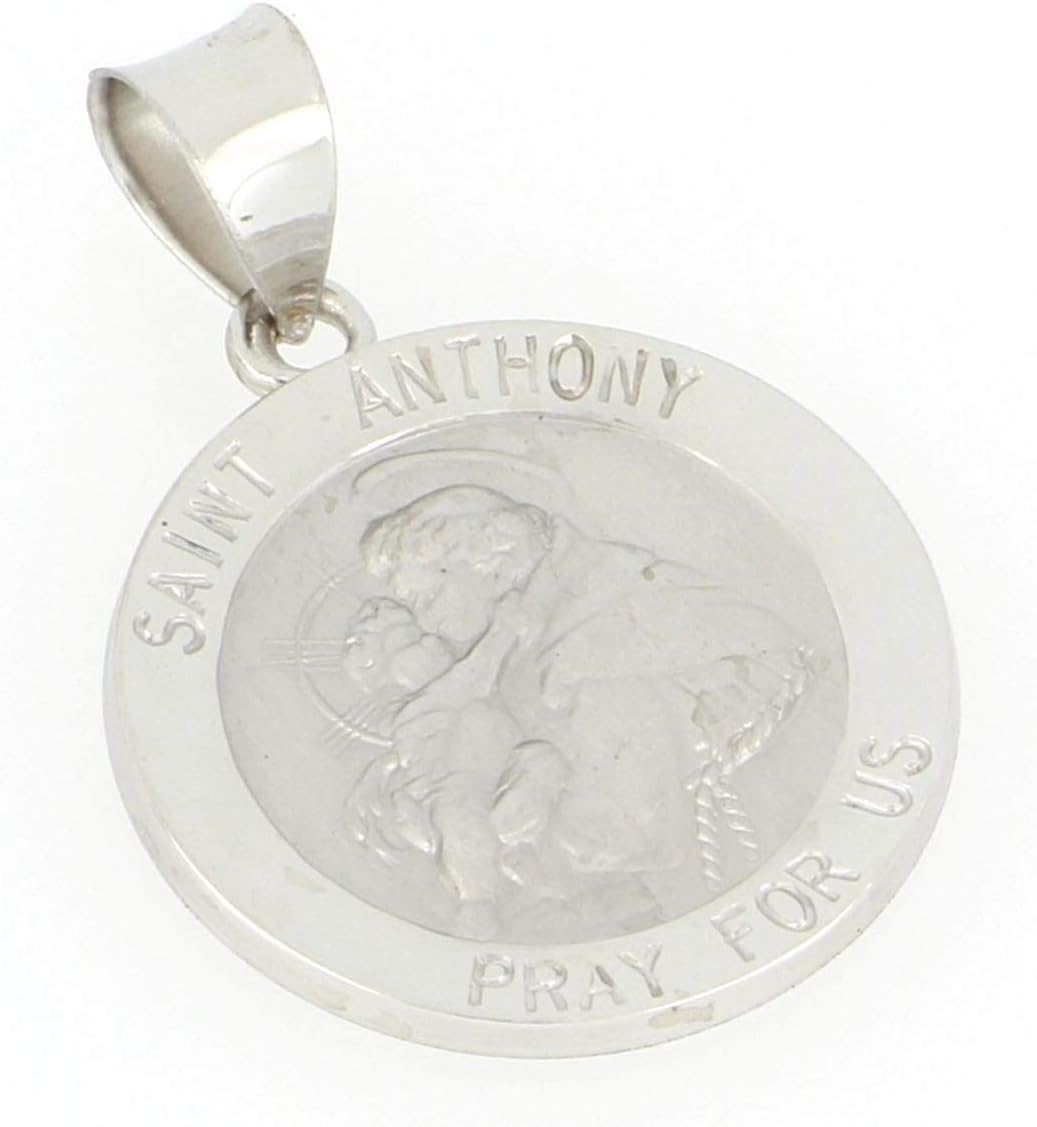 14k Yellow Gold and White Gold Polished Saint Anthony Round Pendant Medals