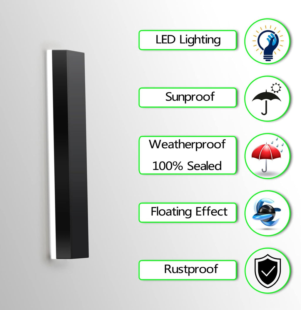 Illuminated LED House Numbers For Outside, Backlit LED Home Address Numbers 18', Matt Black Finish, Lighted Adresse Civique Plaque, Outdoor, Modern,U