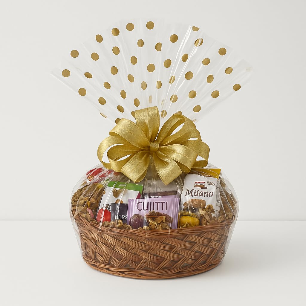 Gourmet Gift Basket for Women, Kids, Clients, Birthday, Sympathy, Holidays - with Assorted Chocolate, Cookies, Snacks, and More - Beautifully Wrapped and Presented with Double Bow (Salvy Special)
