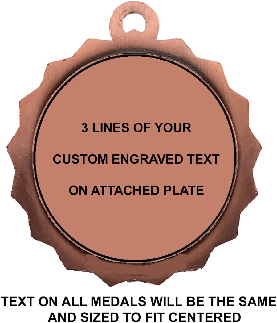 Express Medals 1 to 50 Packs of Engraved 3rd Place Bronze Medal Trophy Award with Neck Ribbon & Attached Engraved Plate on Back LAZD214-D03