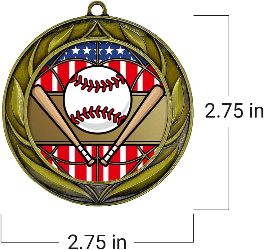 All Quality Baseball Softball Wreath Design Medal - 1st, 2nd, 3rd Place
