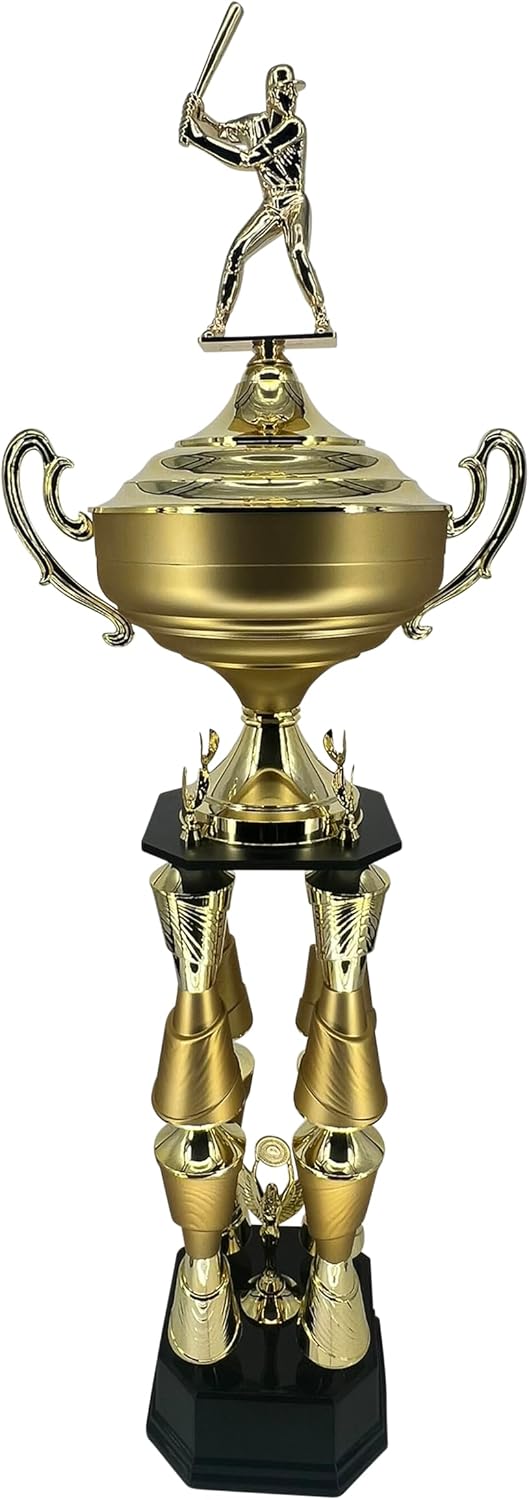 Express Medals Various Sport Giant 54 Inch Tall 19 Inch Wide 4 Post Column Gold Red or Blue Trophy Cup Award Includes Attached Plate with up to 5 Lines of Your Custom Engraved Text. Weighs 11 lbs.