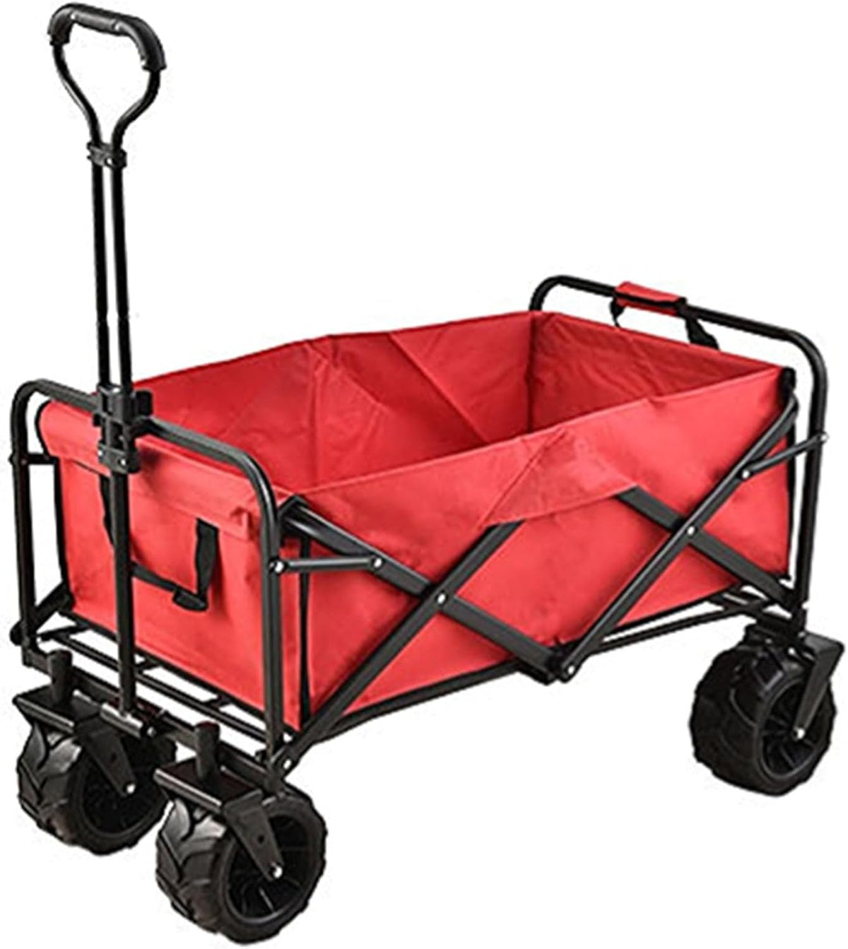 Bgarden Carts,Collapsible Wagon,Sports Outdoor Utility Wagon Folding Garden Wagon Sports Steel Frame Foldable Yard Car with Side Pockets Beach Wheel Camping Cart Bearing 100Kg