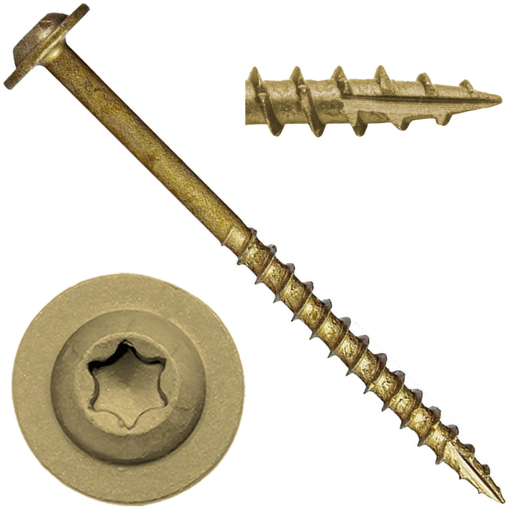 8 x 2-1/2' Bronze Star Multipurpose Torx/Star Drive Head Exterior Coated Modified Truss Head Cabinet Wood Screw - Full Box - 1500 Approx. Screws