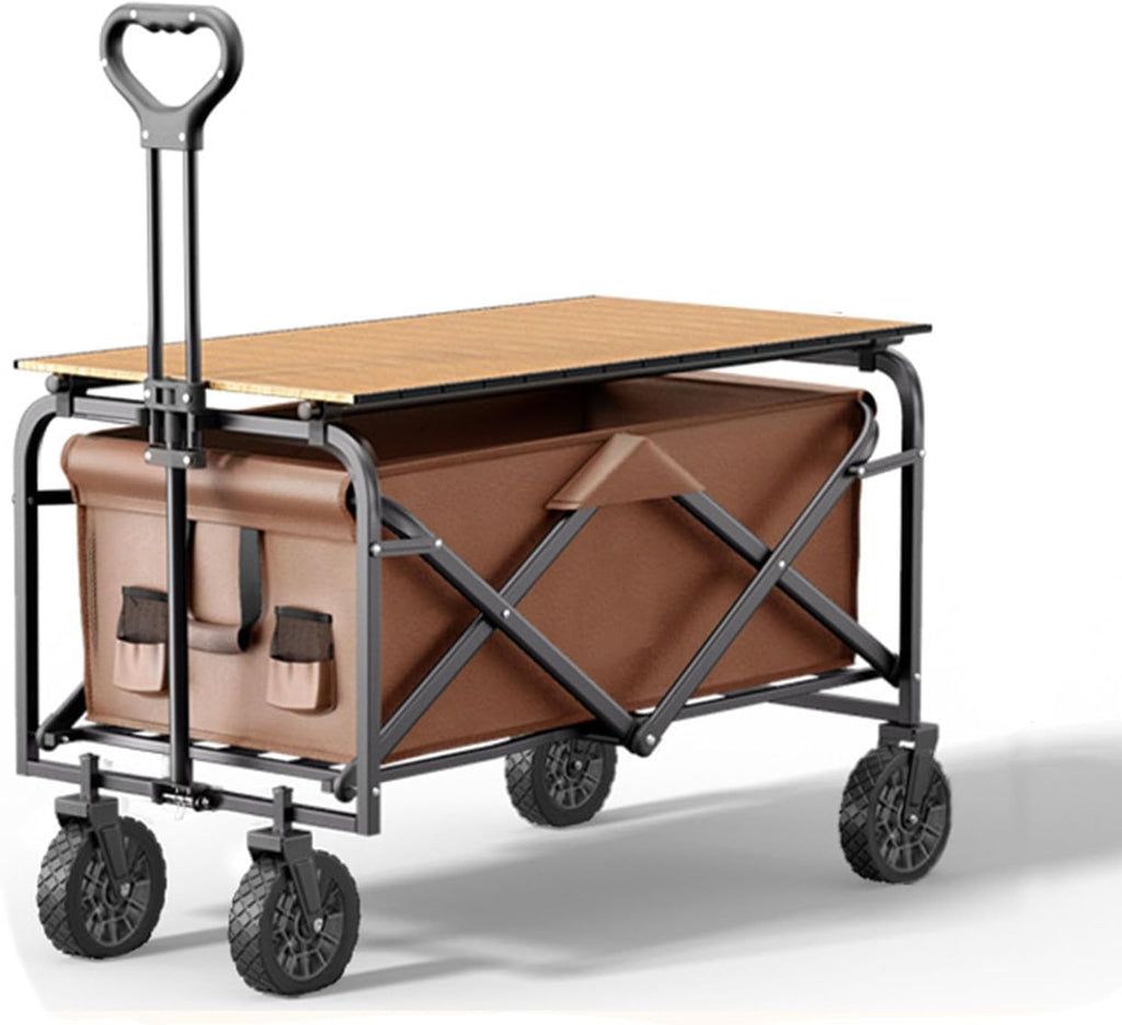Garden Carts,Collapsible Wagon,Sports Outdoor Utility Wagon Garden Wagon Sports Steel Frame Foldable Yard Car Camping Cart Foldable Table Board Rubber Wheel BBQ
