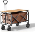 Garden Carts,Collapsible Wagon,Sports Outdoor Utility Wagon Garden Wagon Sports Steel Frame Foldable Yard Car Camping Cart Foldable Table Board Rubber Wheel BBQ