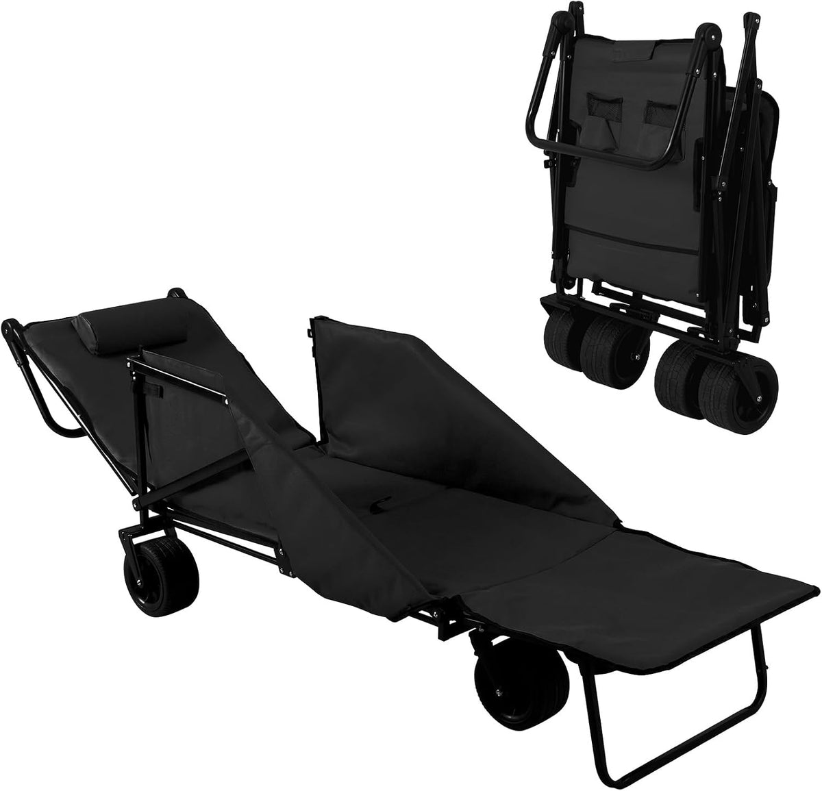 Generic Wagons Carts Foldable 2-in-1 Collapsible Wagon 440lbs Capacity Folding Cart with All-Terrain Wheels for Sports Garden Shopping Camping