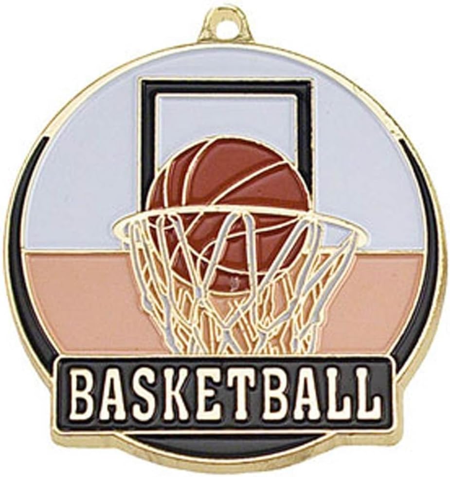 Basketball Sports Medals, Award Medals Hoops Medallion Gold Medals - Multiple Options in Quantities 1-50 -Custom Neckbands