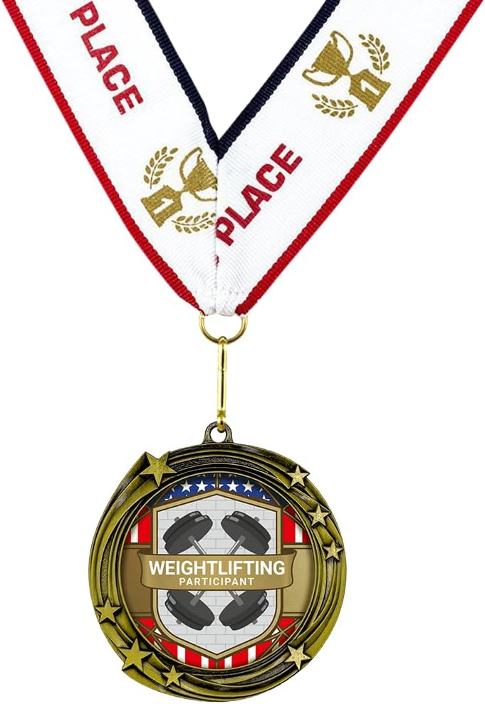 All Quality Stars Design Weightlifting Medal | Competition Metal Medal - 1st, 2nd, 3rd Place