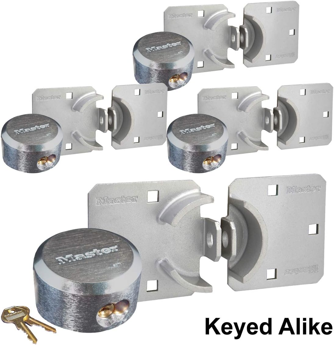 Master Lock Hasp/Hidden Shackle Keyed Alike Padlocks w/ 8 Keys, 770-6271KA-4