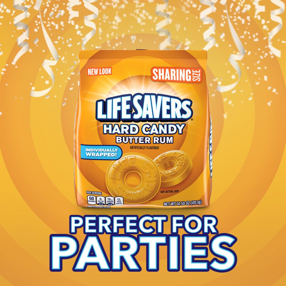 LIFE SAVERS Butter Rum Individually Wrapped Hard Candy, 14.5-Ounce Sharing Size Candy Bag (Pack of 20)