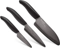 Kyocera FK-3PC-BKBK Ceramic Advanced Knife Set, 5.5' 4.5' 3', Black Handle With Black Blade