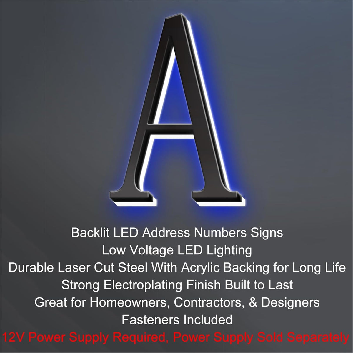 Backlit Illuminated LED Address Numbers, House Number Signs Lighted Plaque, Stainless Steel Lighted House Number For Outdoor.,20,W