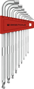 PB Swiss Tools Safety Hex Key L-Wrench Set PB 3212.LH-10 CN | 100% Swiss Made | 9-Piece Allen Set Size 1.5-10 mm with Ball End, in Practical Holder