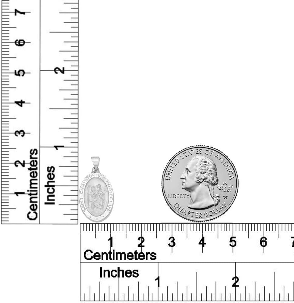 14k Yellow Gold and White Gold Polished Saint Christopher Oval Pendant Medals for Men and Boys