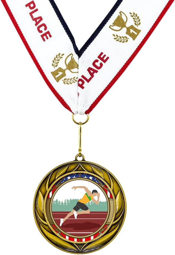 All Quality Wreath Design Track and Field Medal (Male) | Competition Metal Medal - 1st, 2nd, 3rd Place