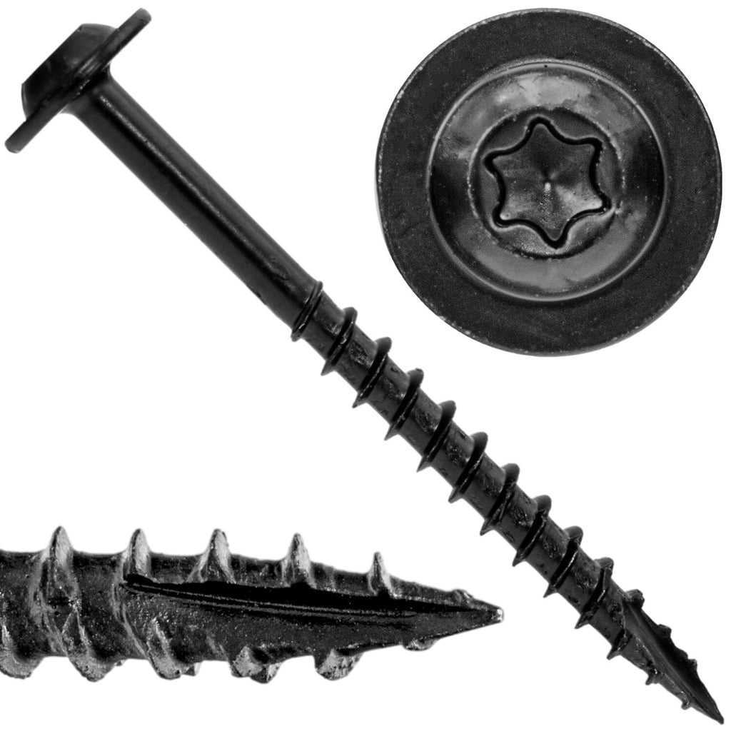 8 x 2 Black Round Truss Head Multipurpose Exterior Coated Modified Cabinet Wood Screw - CASE Qty 42 Boxes 5,292 Screws