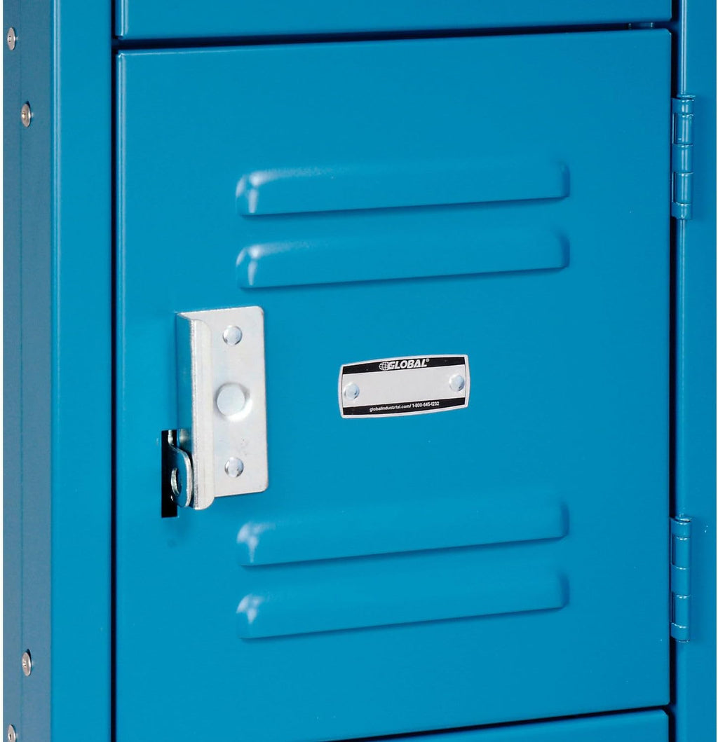 Global Industrial One-Wide Six-Tier Locker with Padlock Hasp, 12' W x 15' D x 78' H, 6 Doors, 12'x15'x12' Compartment Size, 16 Gauge Steel Construction, Unassembled, Blue