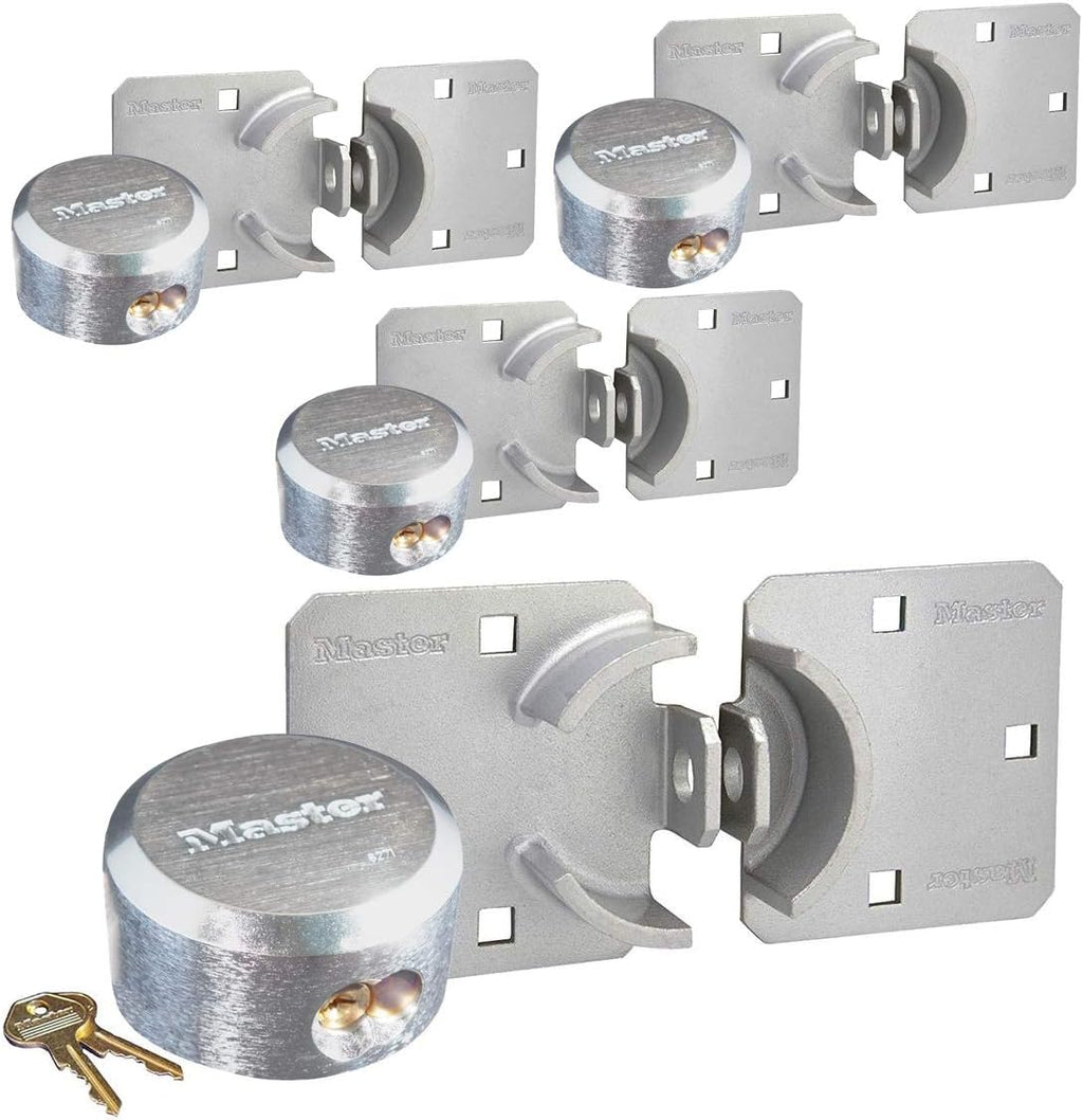 Master Lock - Hasp/Hidden Shackle (4) Keyed Alike Padlocks w/ 8 Keys, 770-6271NKA-4 w/BumpStop Technology