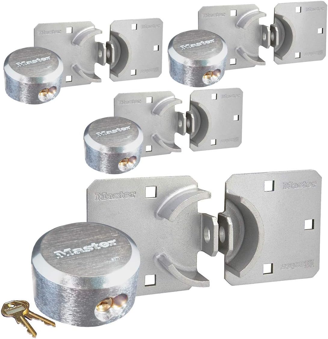 Master Lock - Hasp/Hidden Shackle (4) Keyed Alike Padlocks w/ 8 Keys, 770-6271NKA-4 w/BumpStop Technology