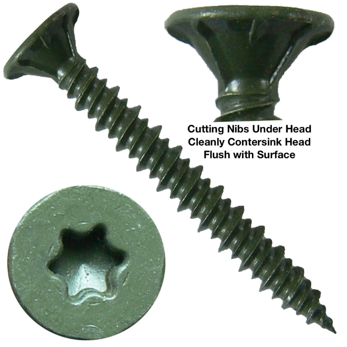 10x1-5/8 Sharp Point Torx/Star Head Screws for Fastening Cement Backer/Board/Tile- Torx/Star - T-25 Head - CASE Qty 42 Boxes 5,586 Screws