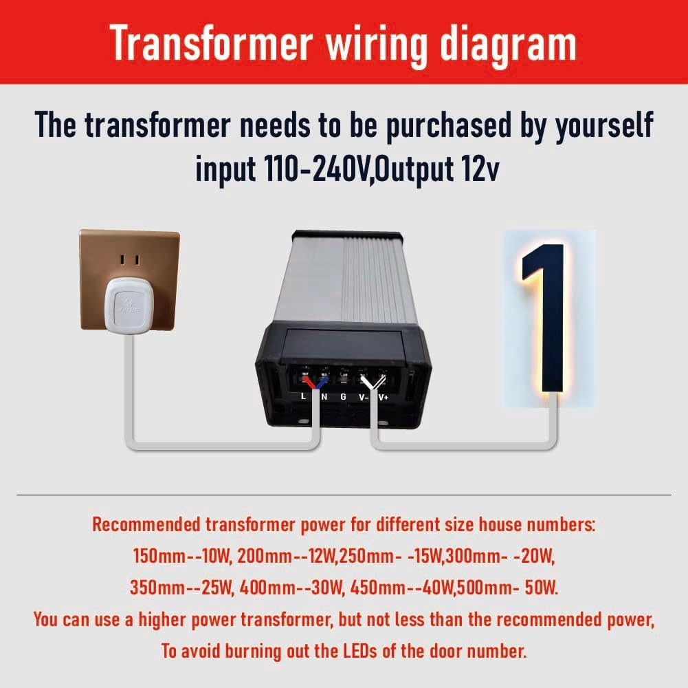 Backlit LED Illuminated House Numbers,Matte Black, Modern Address Signs Lighted Plaque For Outdoor Indoor, Weatherproof And Corrosion Resistant, Day & Night,20 Inch,6