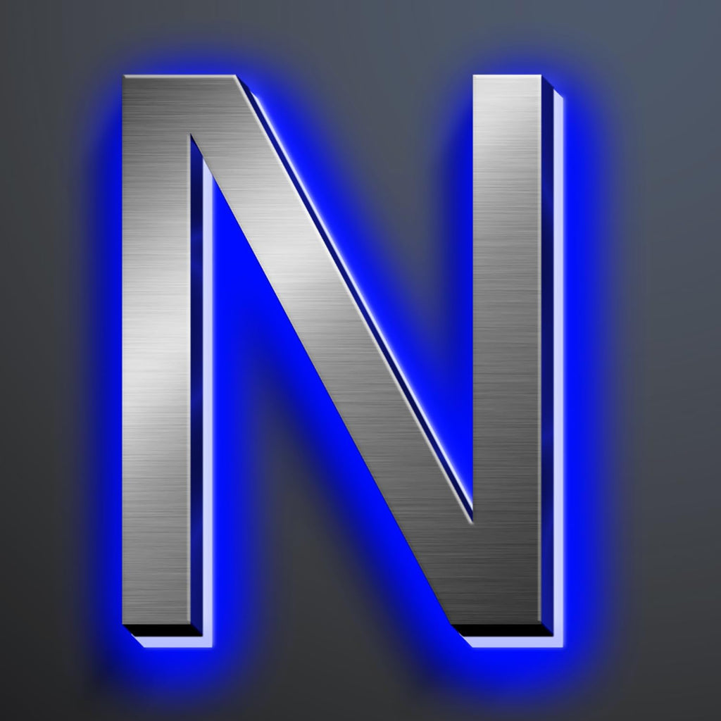Illuminated Address Number 20 Inch, Backlit Illuminated LED House Number Enhanced Visibility, Modern Stainless Steel Lighted Address Signs, Brushed Silver, Blue Light,N