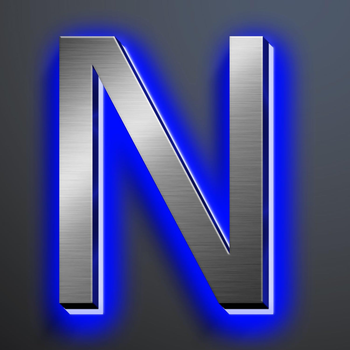 Illuminated Address Number 20 Inch, Backlit Illuminated LED House Number Enhanced Visibility, Modern Stainless Steel Lighted Address Signs, Brushed Silver, Blue Light,N