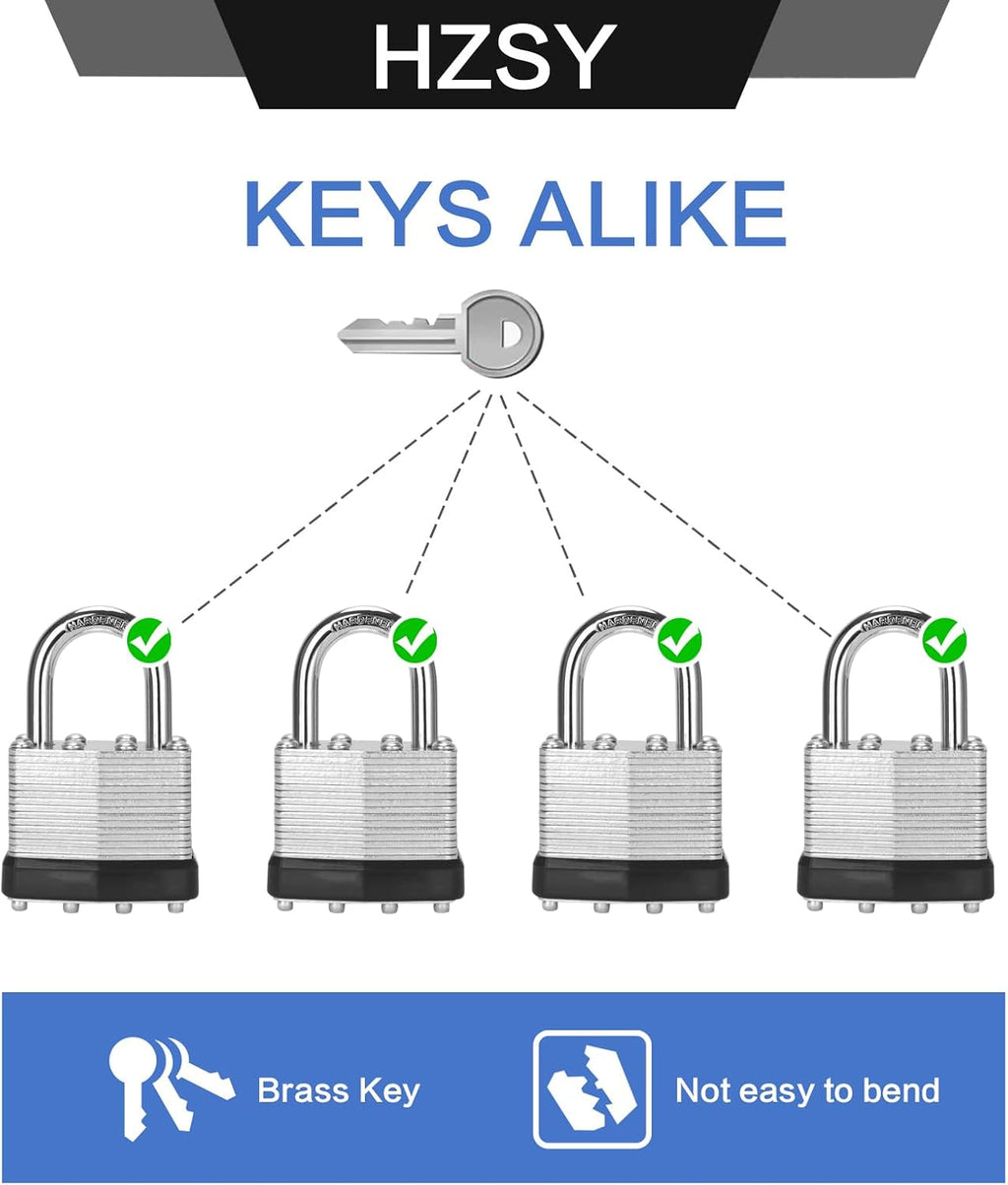 Padlocks Keyed Alike, Pack of 48, Laminated Steel Keyed Lock (1-9/16', 40mm), Padlocks with Same Key, Normal Shackle, for Toolbox, Locker & StorageUnit or More