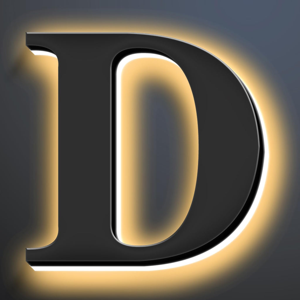 Backlit Illuminated LED Home Address Numbers 18 Inch, Modern Lighted Up Address Signs Make A Statement, Large Stainlesss Steels House Numbers With LED Lights,D