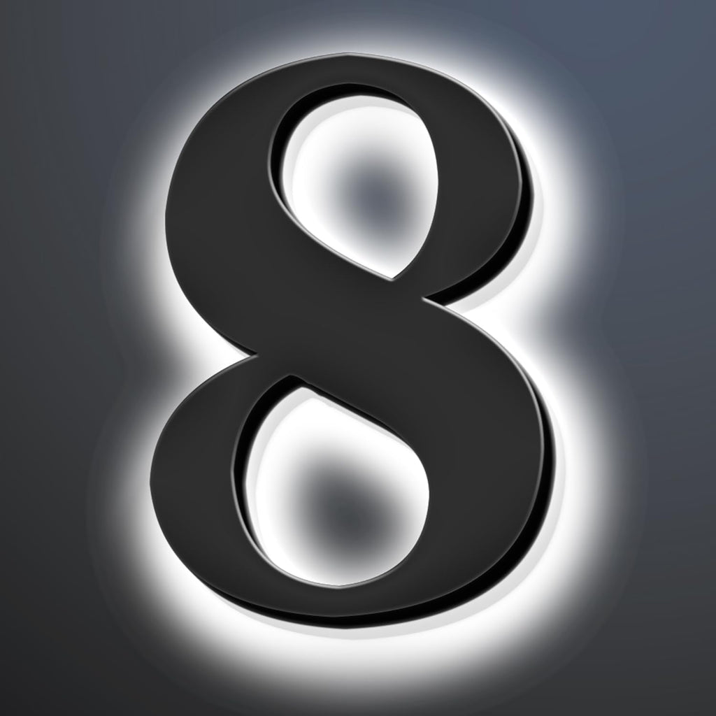 Backlit LED Illuminated House Numbers 20 Inch, Large Modern Lighted Home Address Numbers For Outside, Metal House Numbers With LED Lights, Illuminated Address Signs.