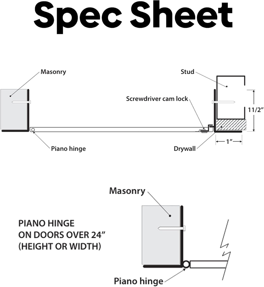 BEST BA-AHD 22' x 22' Metal Access Panel with Concealed Pin Hinge, LEED Compliant 16-Gauge Steel Access Door for Non-Rated Drywall/Ceilings, White Drywall Panel with Rounded Corners, Screwdriver Latch