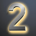 Backlit Illuminated LED House Numbers For Outside 16 Inch, Lighted Address Signs For House, Large Modern Illuminated Address Number, Brushed Silver, Warm White Light,2