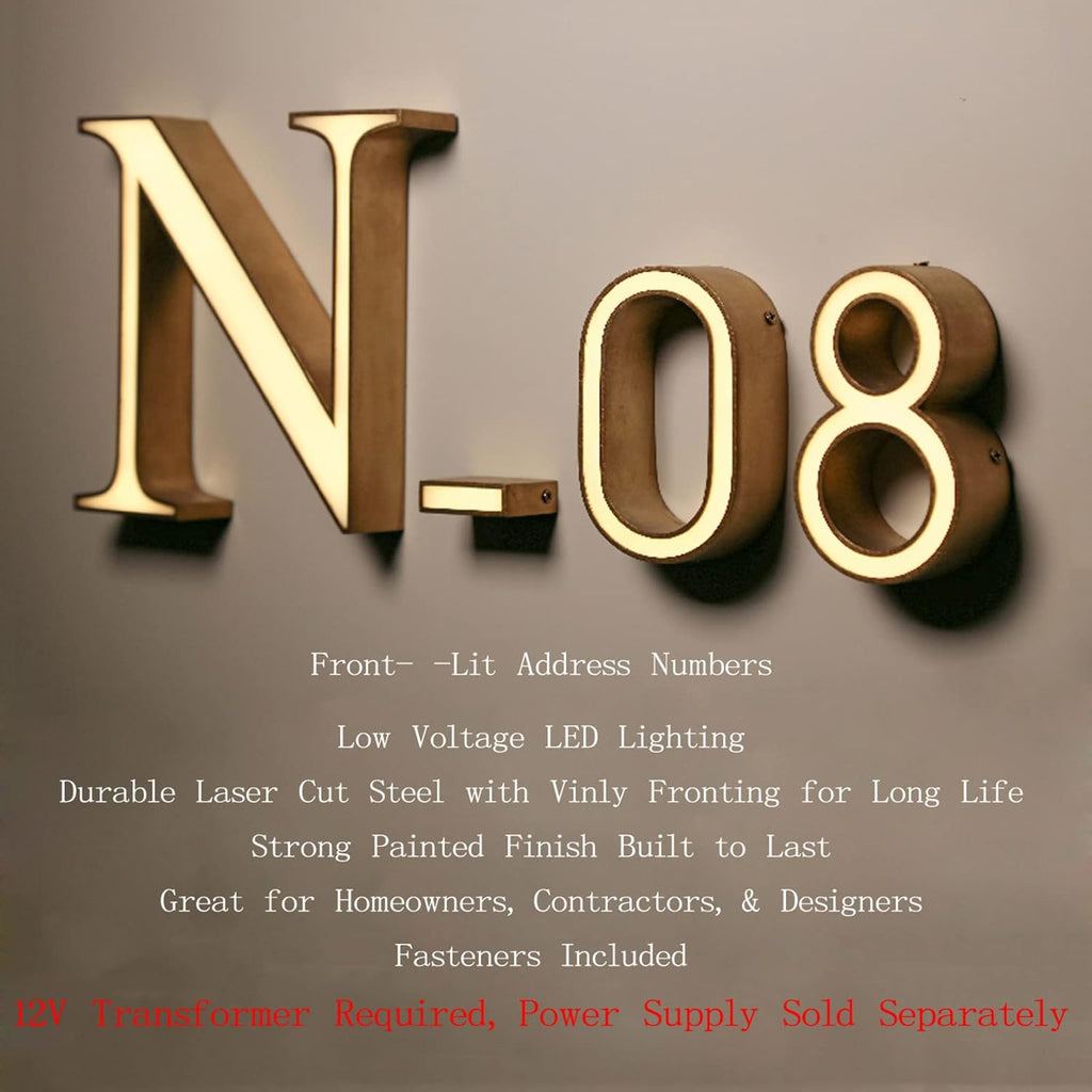 20' Modern Illuminated House Number Sign, Backlit Floating LED House Numbers For Outside, Waterproof Lighted Address Numbers For Home House, Warm Light,M