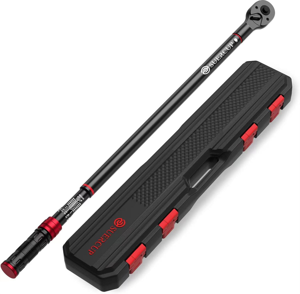 SUERCUP Torque Wrench 3/4-inch, Dual-Direction Adjustable 48 Tooth 100-700ft.lb/135.5-948.5Nm, Drive Click Torque Wrench with Buckle for Car, Truck Maintenance and Product Assembly