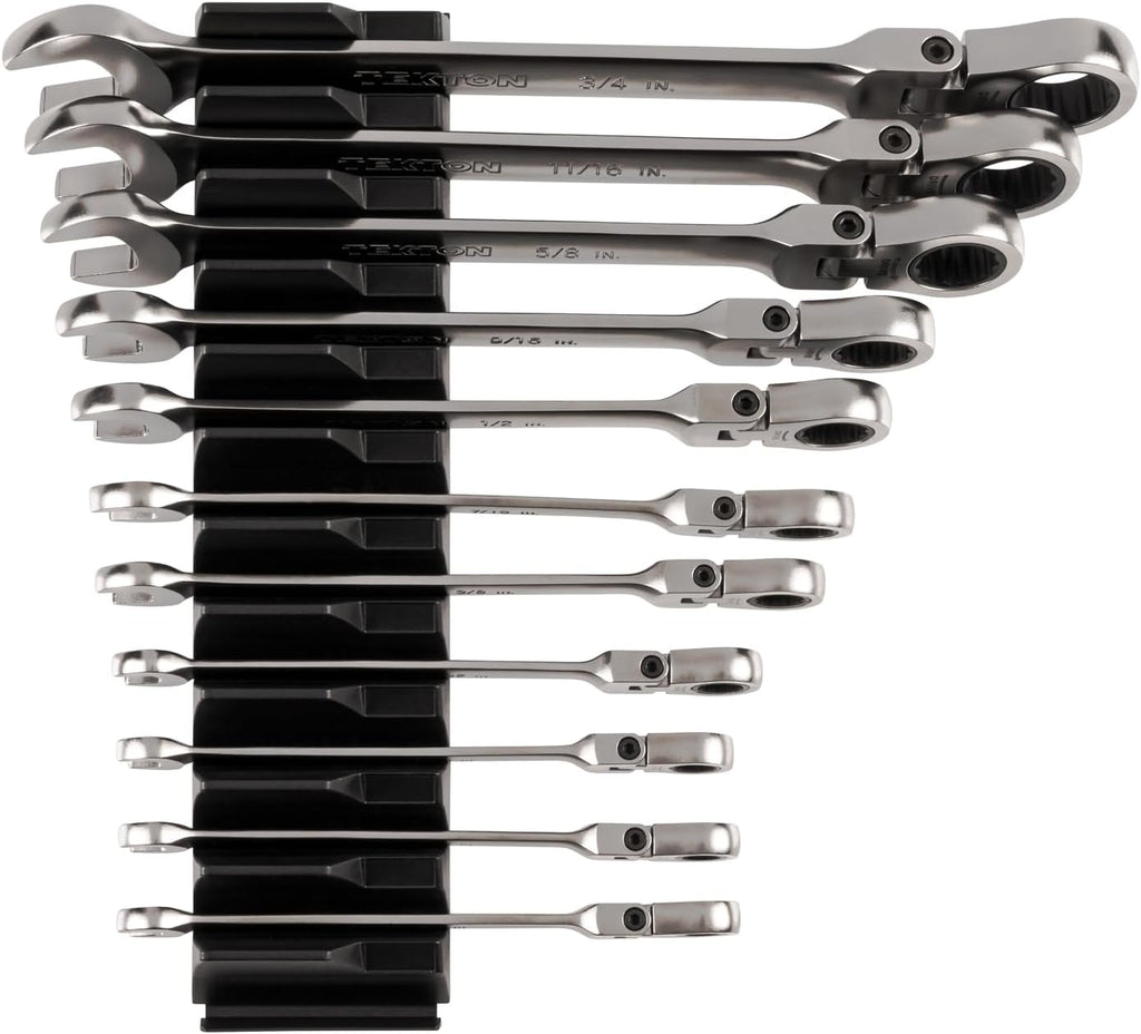 TEKTON Flex Head 12-Point Ratcheting Combination Wrench Set with Modular Organizers, 11-Piece (1/4-3/4 in.) | WRC95300