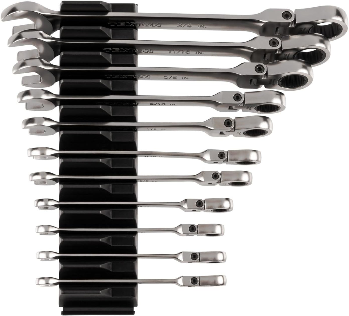 TEKTON Flex Head 12-Point Ratcheting Combination Wrench Set with Modular Organizers, 11-Piece (1/4-3/4 in.) | WRC95300