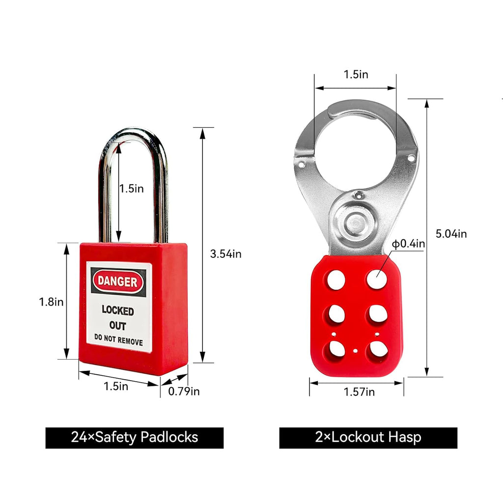 BULANGD Lockout Tagout Station Loto Kit 138 Pieces Steel Lockout Hasp Safety Padlocks Nylon Cable Tie Safety Tags Tools for Industrial