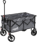 Lapp Wagons 39' Extra-Long Folding Wagon Cart, Heavy-Duty 360 lb Utility Wagon with Wheels, Reinforced Handle, Collapsible Beach Wagon for Camping, Garden, Grocery & Outdoor Use, Grey