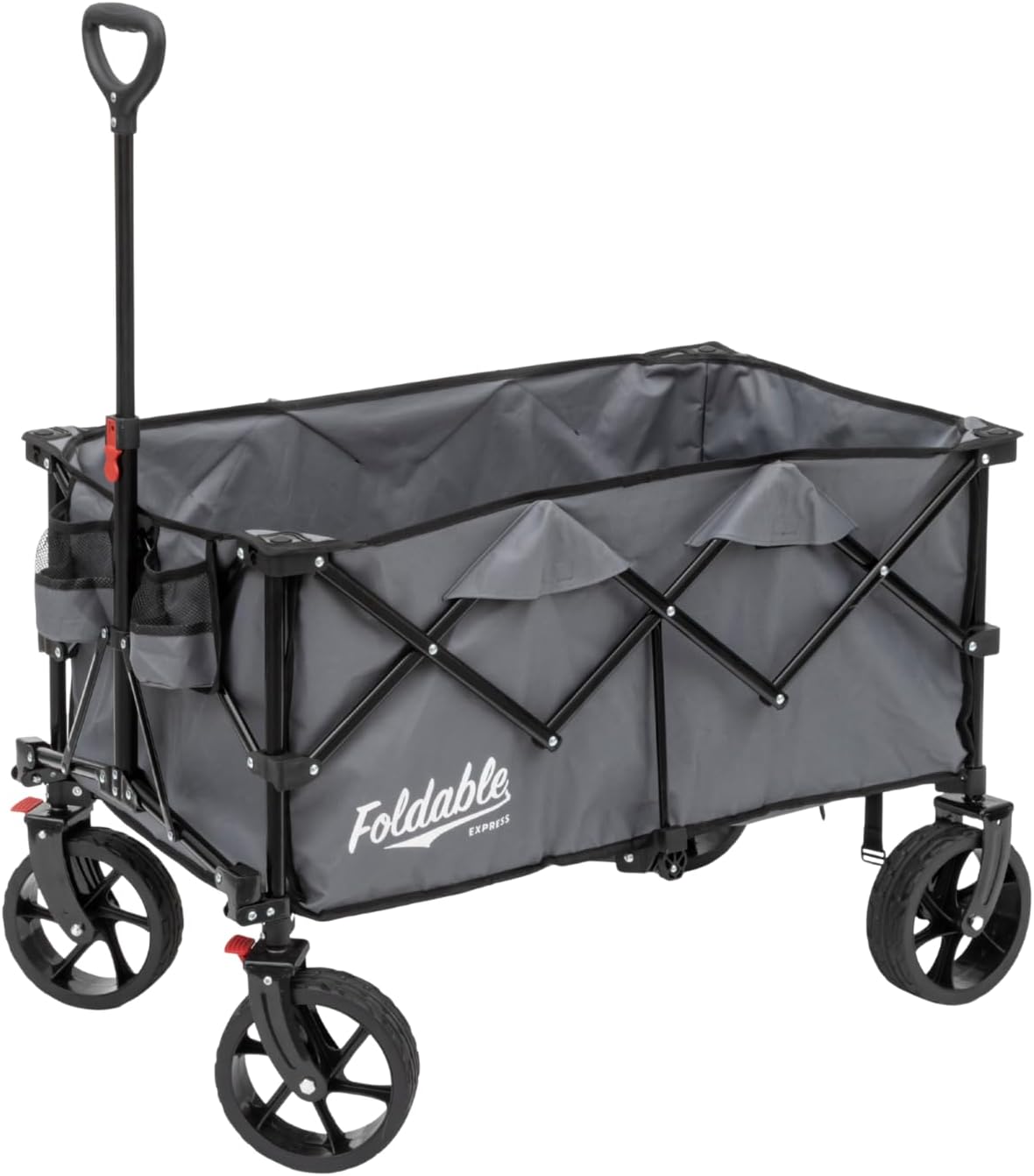 Lapp Wagons 39' Extra-Long Folding Wagon Cart, Heavy-Duty 360 lb Utility Wagon with Wheels, Reinforced Handle, Collapsible Beach Wagon for Camping, Garden, Grocery & Outdoor Use, Grey