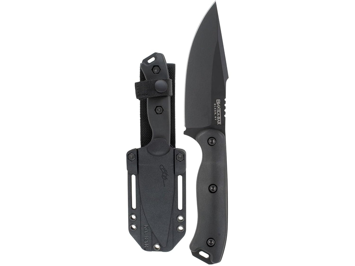 KA-BAR BK18 Becker Harpoon Fixed Blade Knife 4.5' Drop Point 1095 Cro-Van Black Blade Ultramid Handle Black