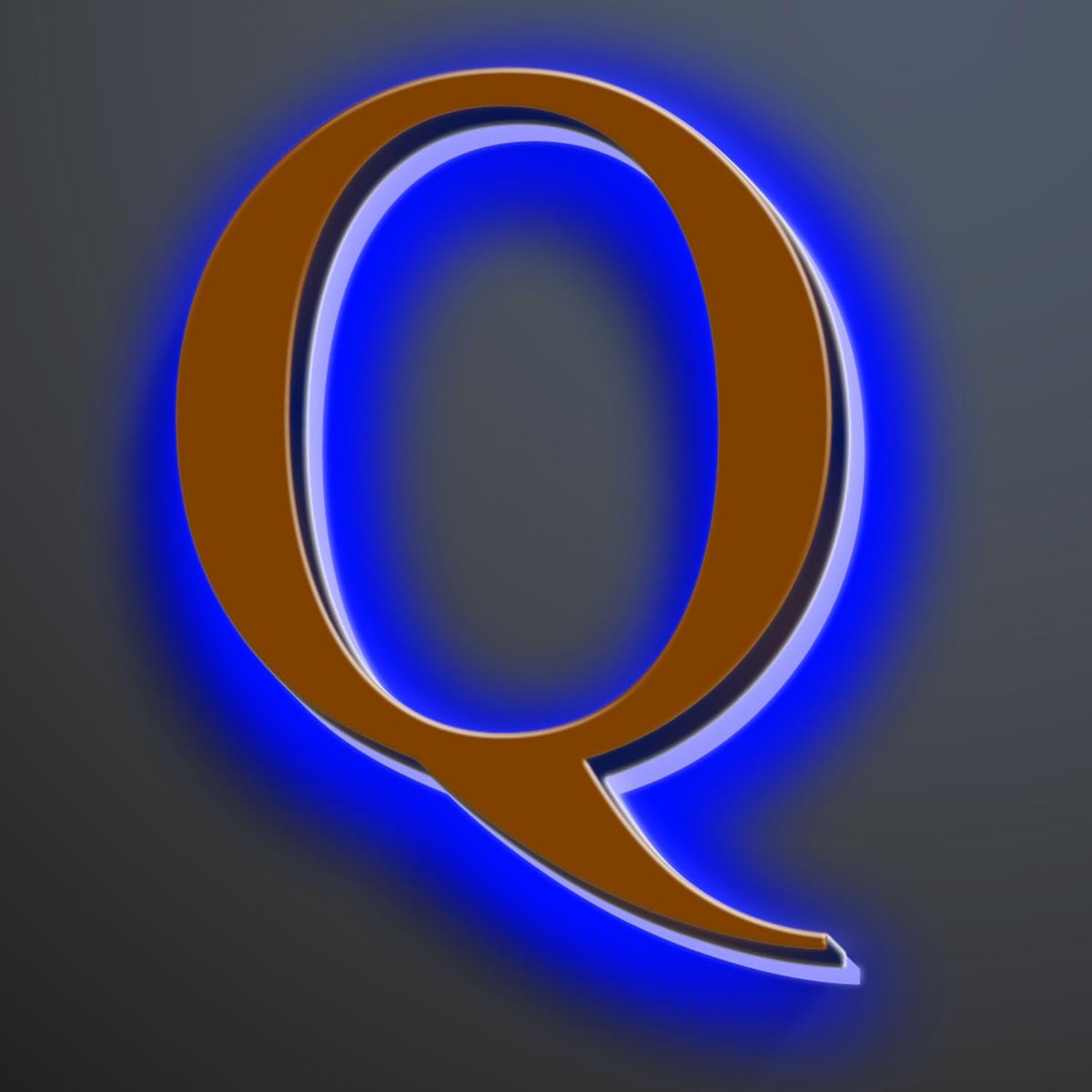 Backlit LED Illuminated House Numbers 18 Inch, Stainless Steel Hand-Polished For House Address Signs, Large Metal Modern Lighted Home Address Numbers, Brown, Blue Light,Q