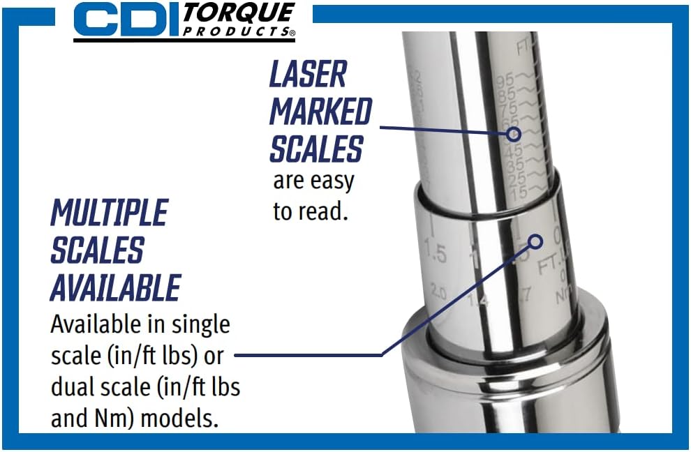 CDI 3/8 Inch Drive Adjustable Click Torque Wrench, Range 30-250 In Lbs / 4-27.7 Nm (2502MRMH)