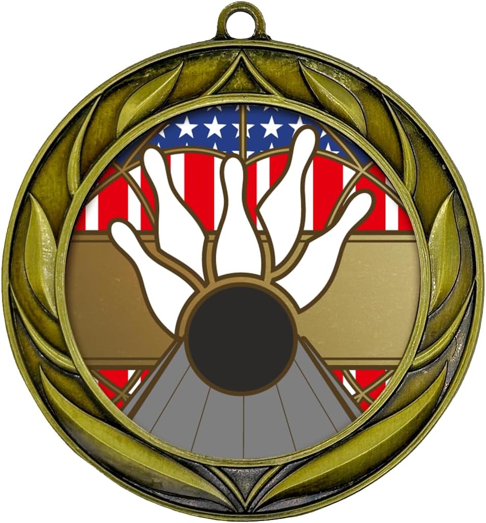 All Quality Bowling Wreath Design Medal - 1st, 2nd, 3rd Place