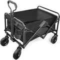 Garden Carts,Collapsible Wagon,Sports Outdoor Utility Wagon Folding Garden Wagon Sports Steel Frame Foldable Yard Car with Side Pockets and Rubber Wheel Camping Cart 75Kg Load