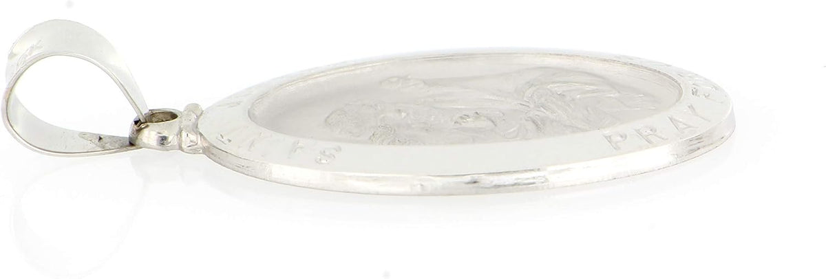 14k Yellow Gold and White Gold Polished Saint Joseph Oval Pendant Medals