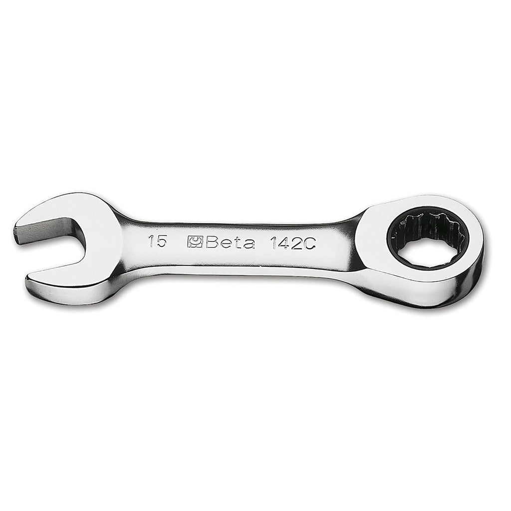 Beta 142 Short Series, Set of 12, 12-Point Ratcheting Combination Wrenches, Stubby, Metric 8mm-19mm